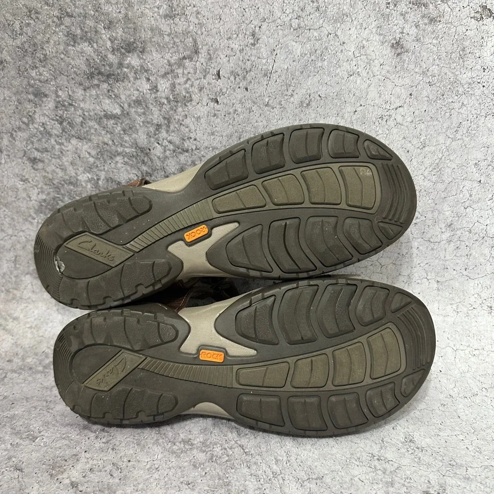 Clarks Rock Sandals Mens 12 Brown Leather Strappy Outdoor Comfort 63582